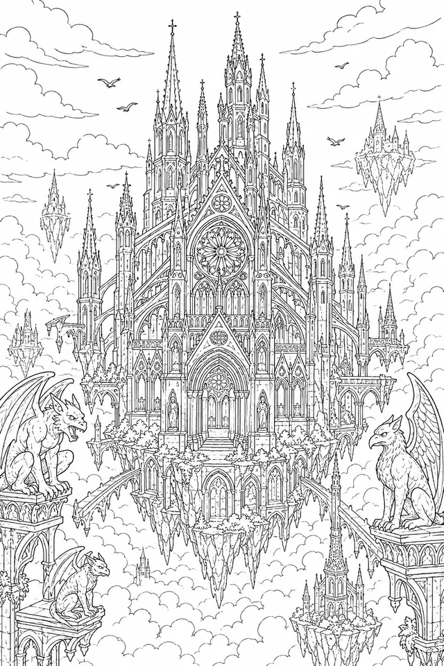 Schwebende Kathedrale über dem Wolkenmeer