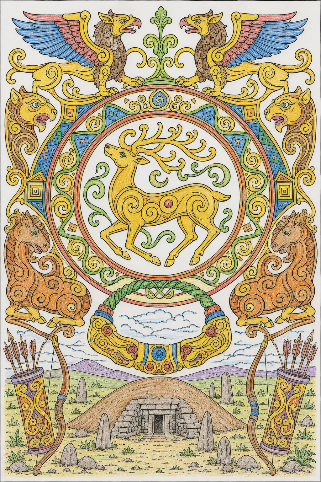 सीथियन / पोंटिक स्टेप / सीथिया – मंडल – स्वर्ण हिरण / पशु शैली / ग्रिफिन / टॉर्क / कुर्गन
