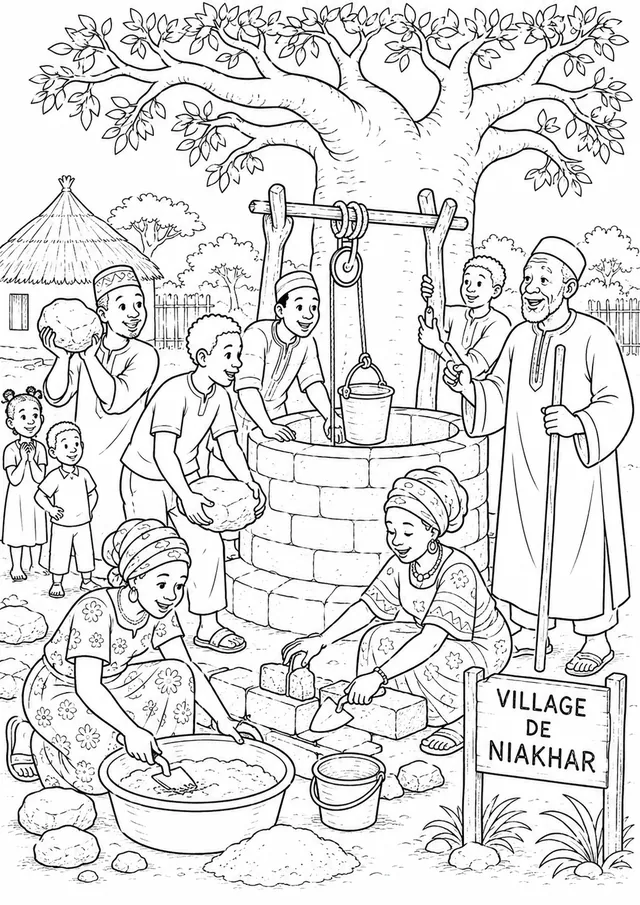 Senegalesische Dorfgemeinschaft baut gemeinsam einen neuen Dorfbrunnen