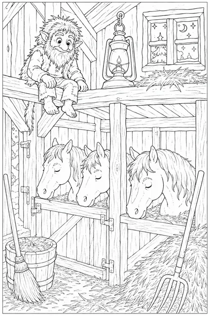 The Dvorovoi Stable Spirit Protecting the Horses in the Winter Stable