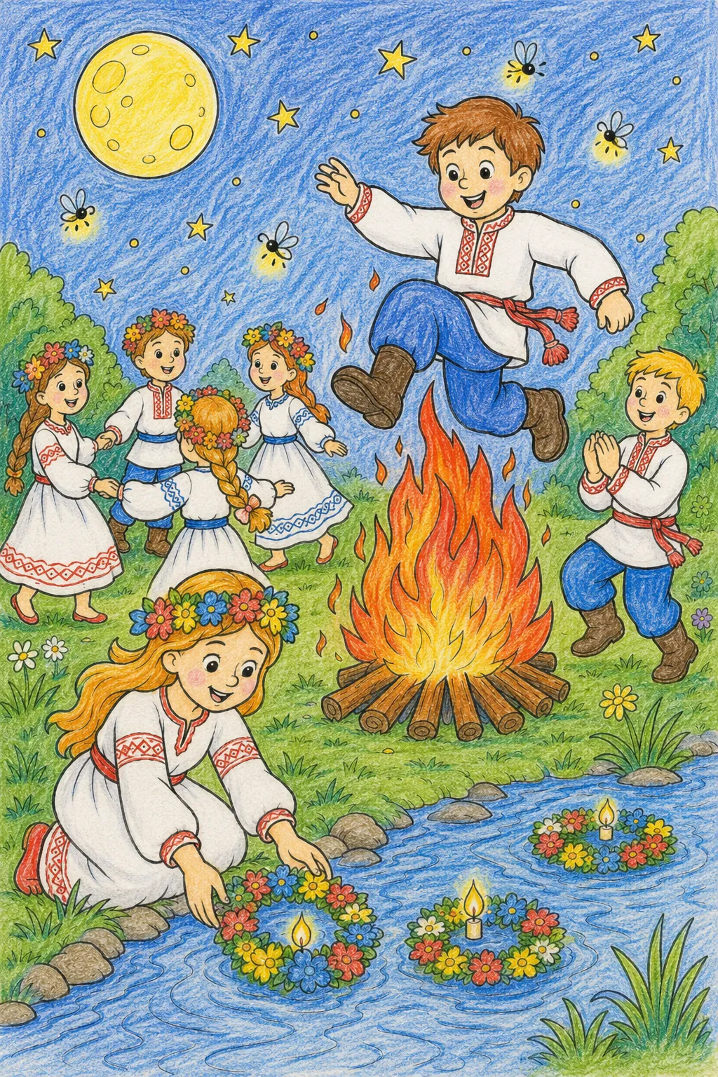 伊万库帕拉——仲夏夜年轻人跳过火堆