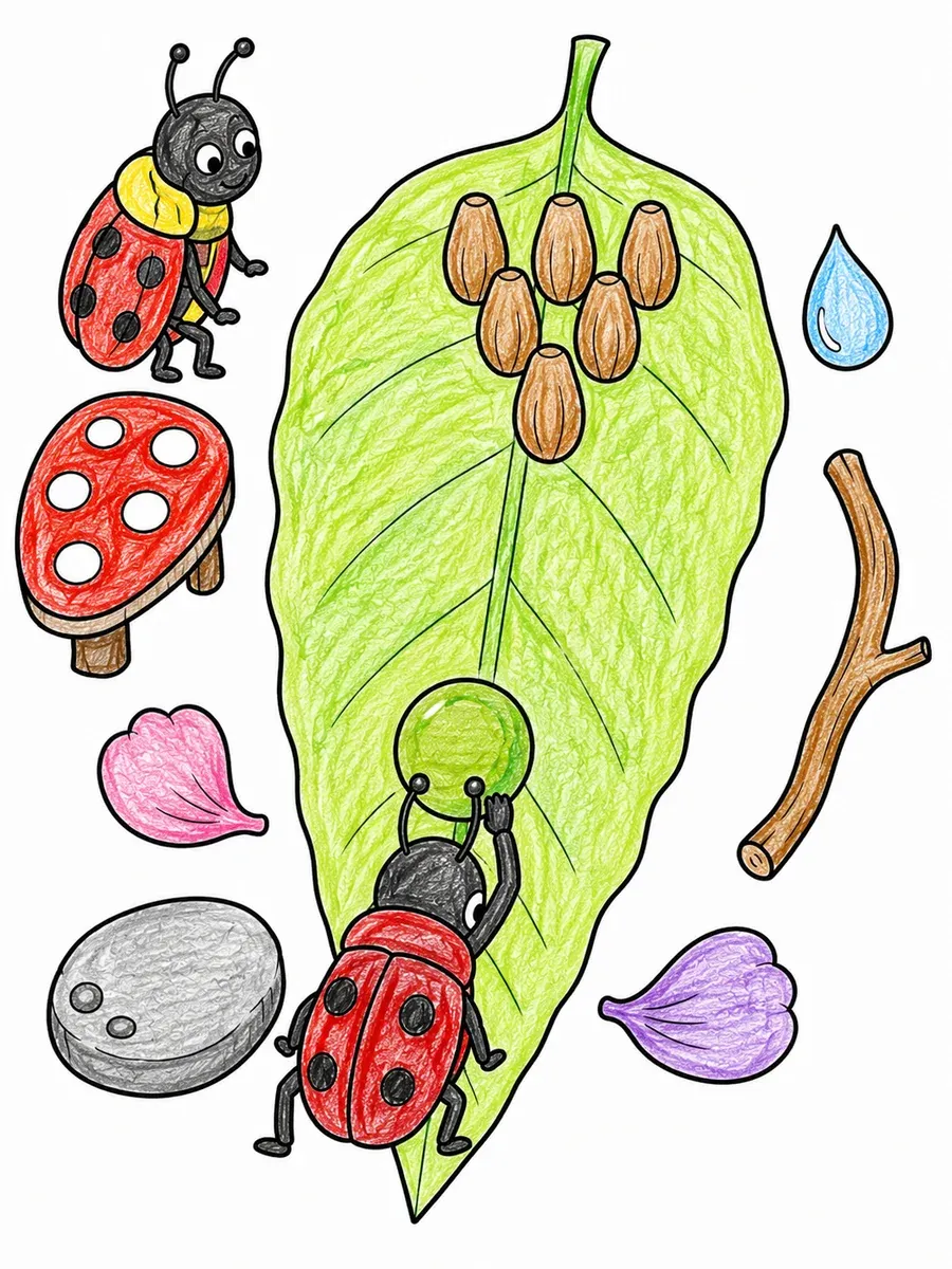 Käfer kegeln mit Erbsen