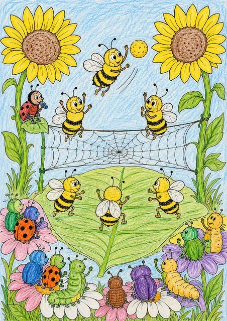Abejas juegan voleibol en una flor – Asi podria quedar