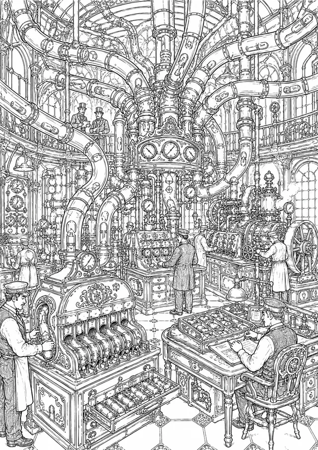 Steampunk-Rohrpost-Zentrale