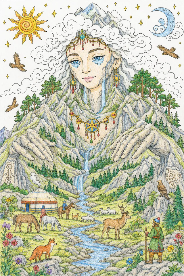 蒙古传说：阿尔泰山神 – 涂色效果预览