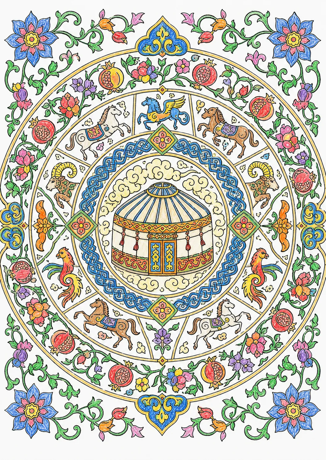 Zentralasiatisches Ornament-Mandala