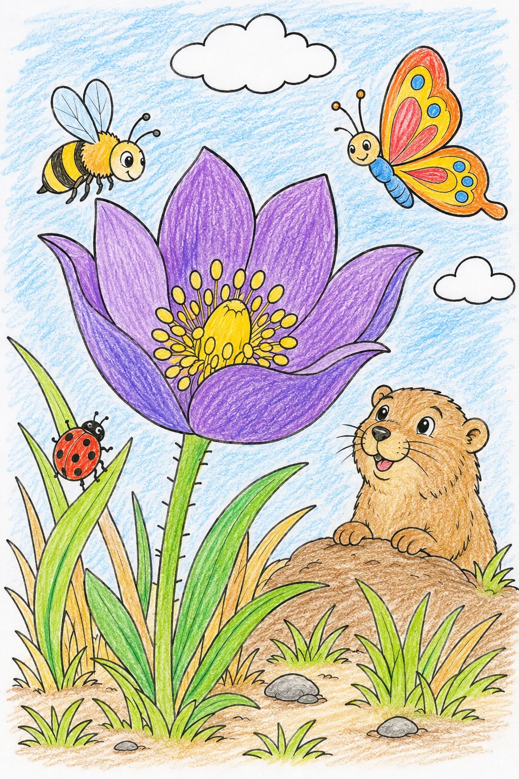 Steppenblume blüht im Frühling