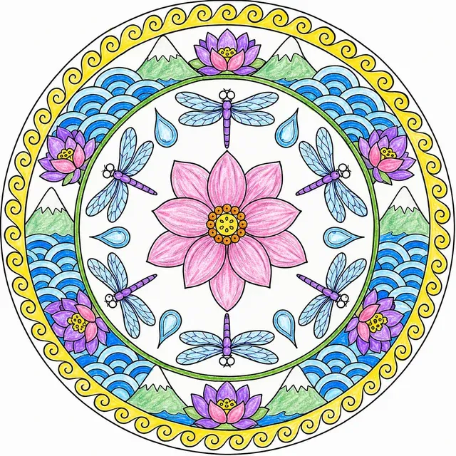Mandala mit Libellen und Wellen – So könnte es aussehen