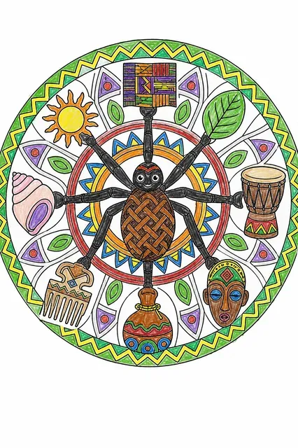 Mandala mit Anansi-Spinne – So könnte es aussehen