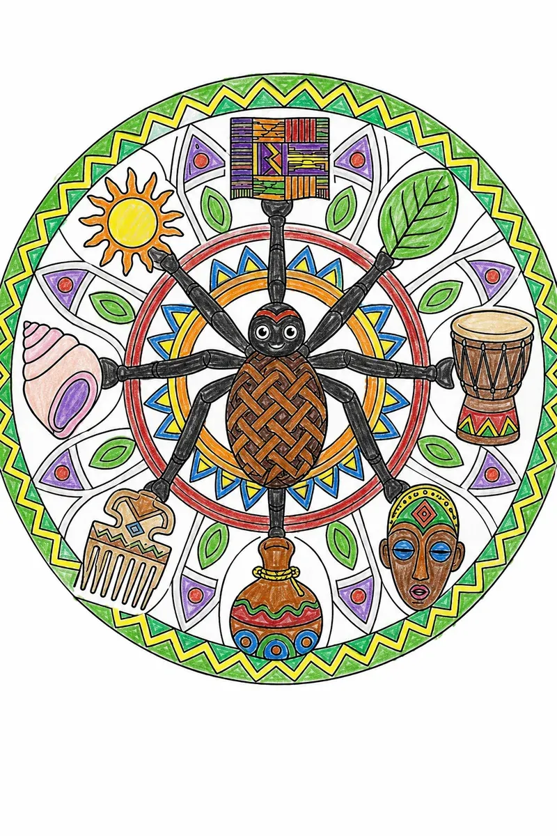 Mandala mit Anansi-Spinne