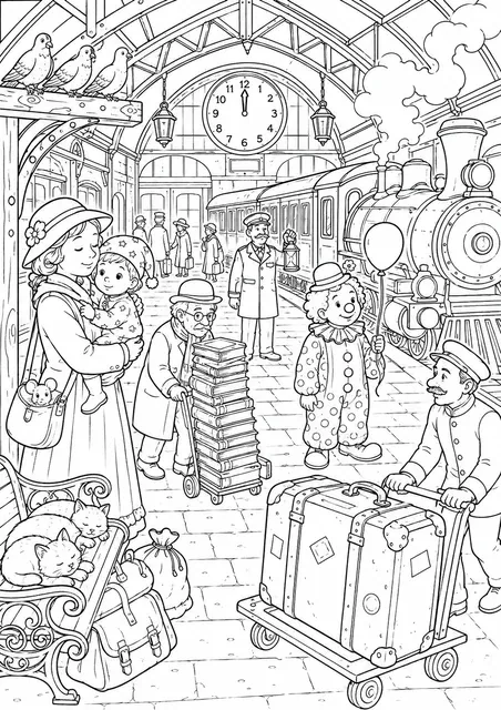 Hidden Picture — Train Station at Midnight