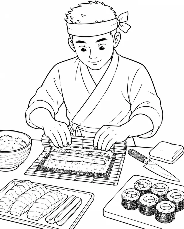 Sushikoch rollt Maki-Sushi
