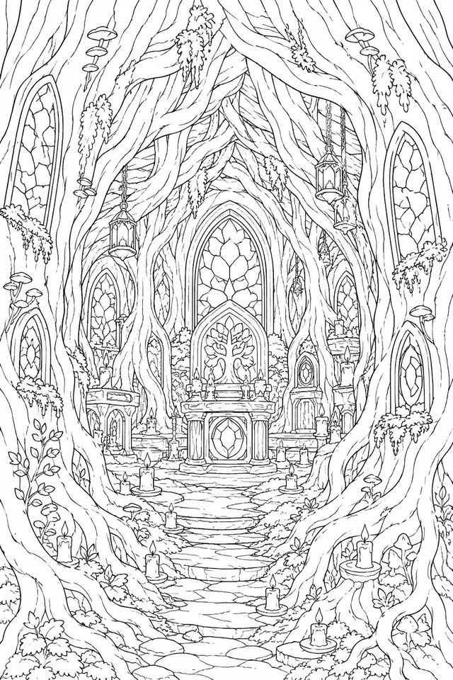 Geheimer Tempel im Inneren eines Riesenbaumes