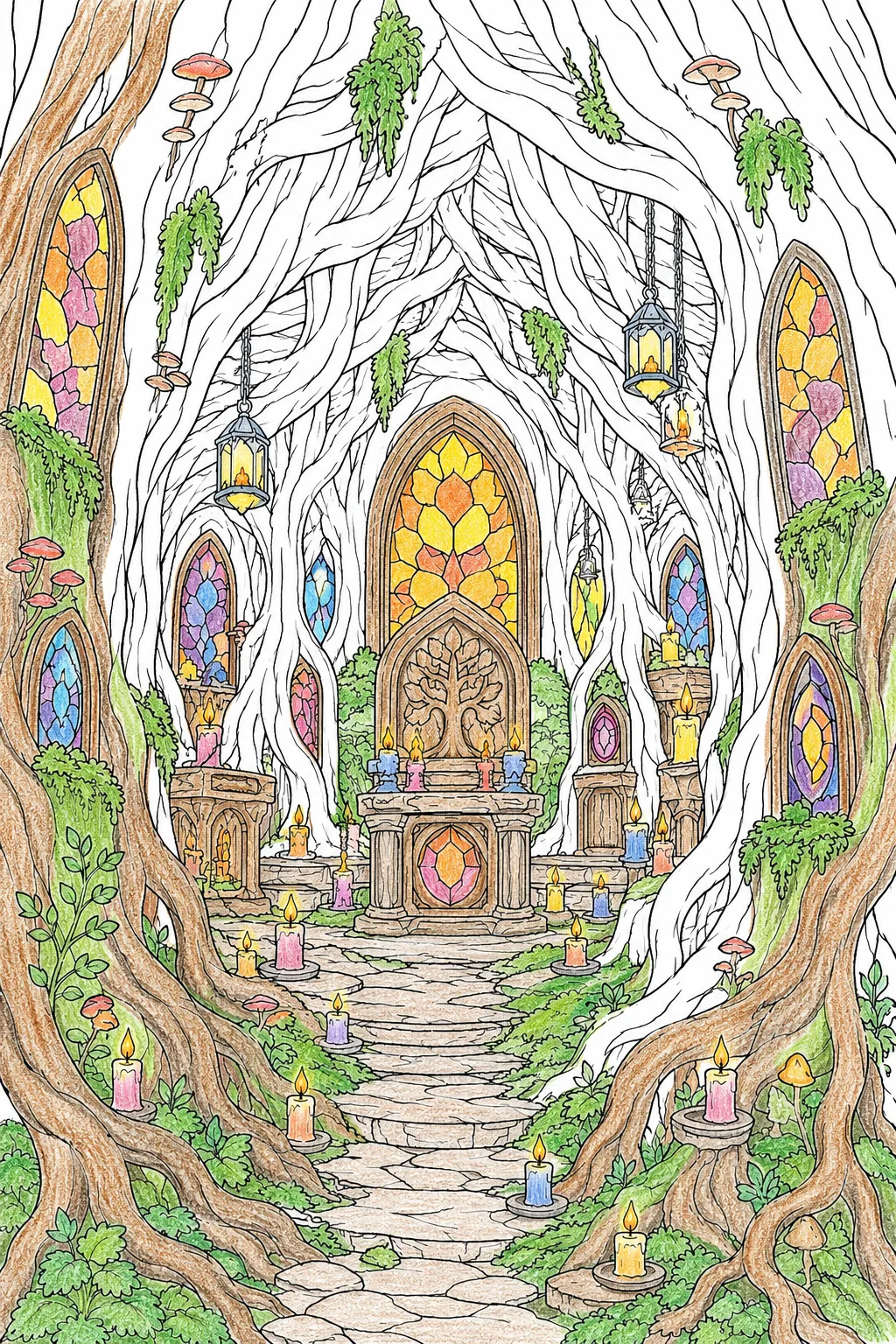 Geheimer Tempel im Inneren eines Riesenbaumes