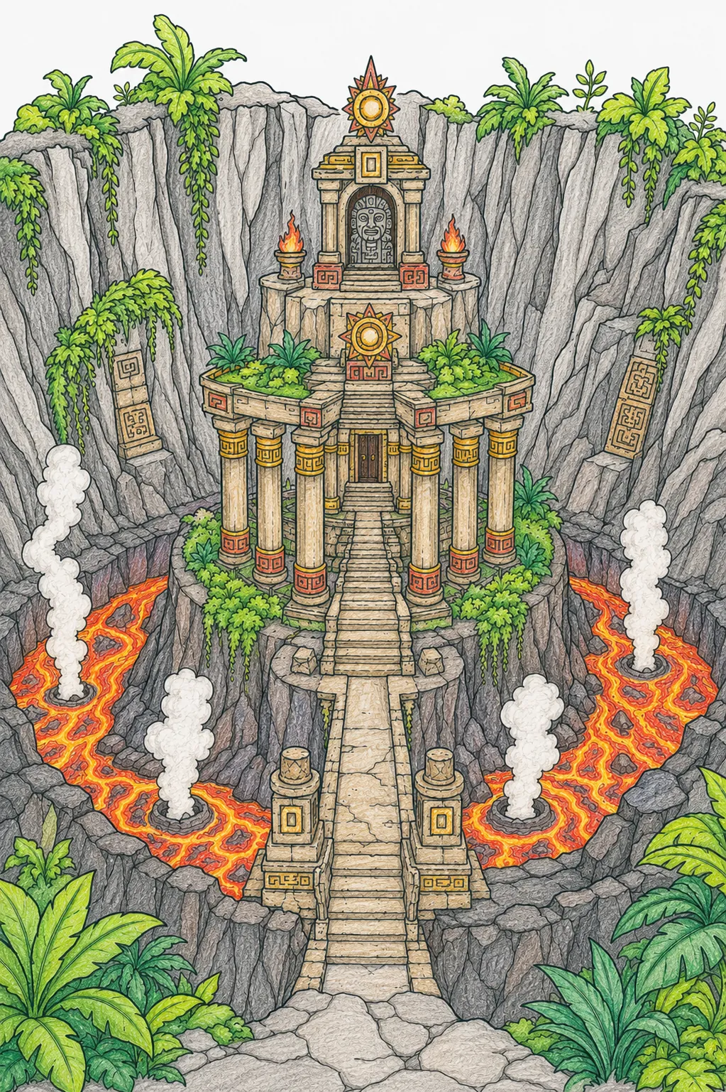 火山口内的古代神庙