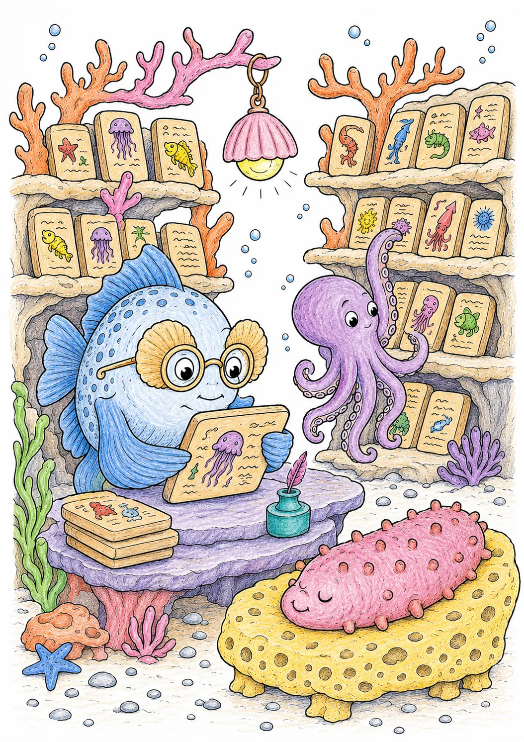 Tiefseefisch-Bibliothek aus Tontafeln