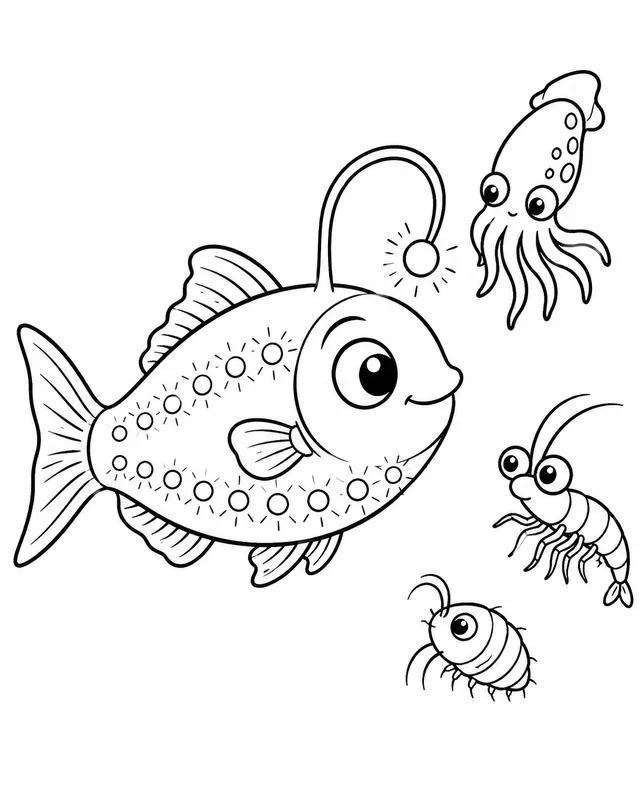 灯笼鱼在黑暗的海洋中发光