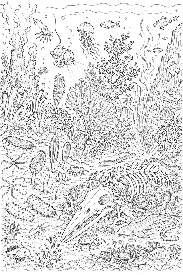 Tiefsee-Leuchtpanorama bei Nacht