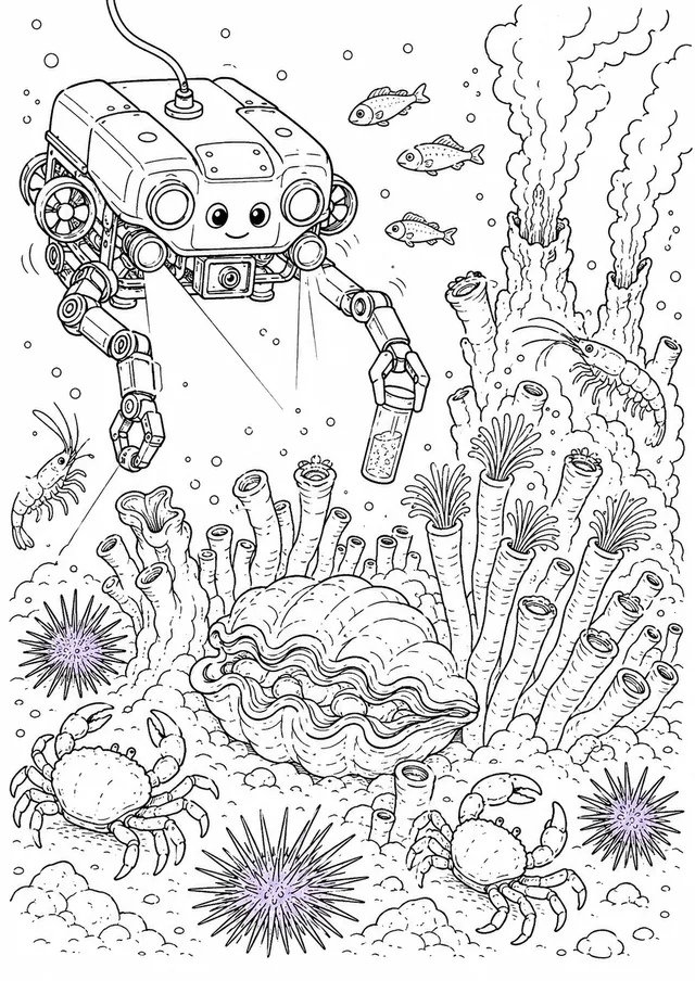 Deep Sea Robot Exploring Ocean Floor