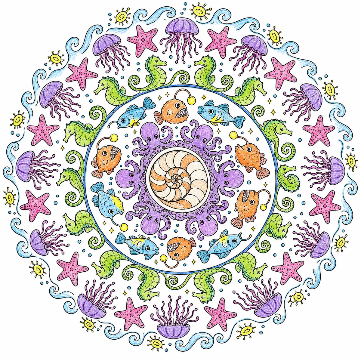 Tiefsee-Tier-Mandala