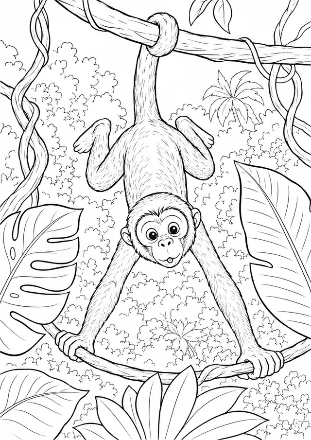 Monkey Hanging Upside Down from the Vine