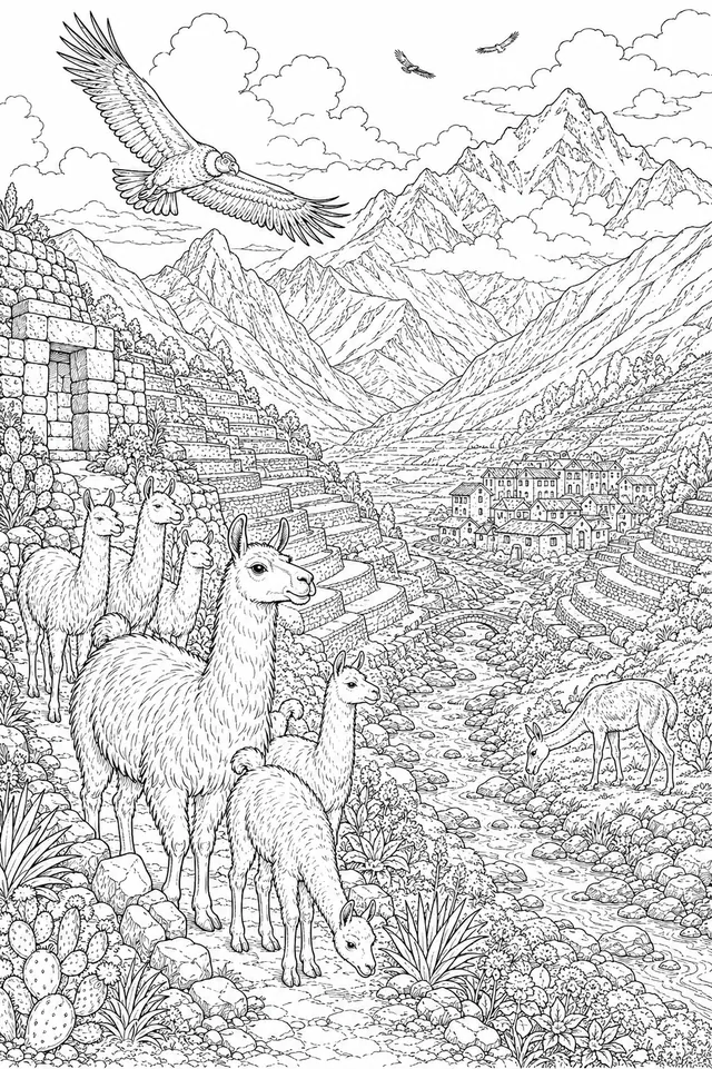 上升气流中有神鹰的安第斯山风景