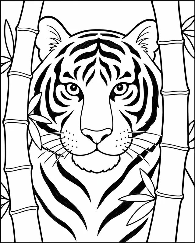 Bengalischer Tiger schaut aus dem Bambus