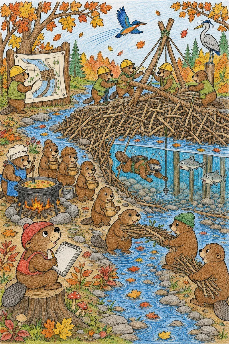 海狸建设村——大坝建设工地