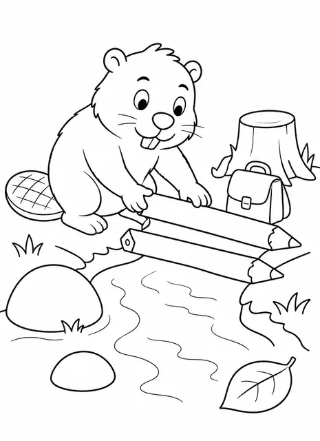 海狸搭铅笔桥
