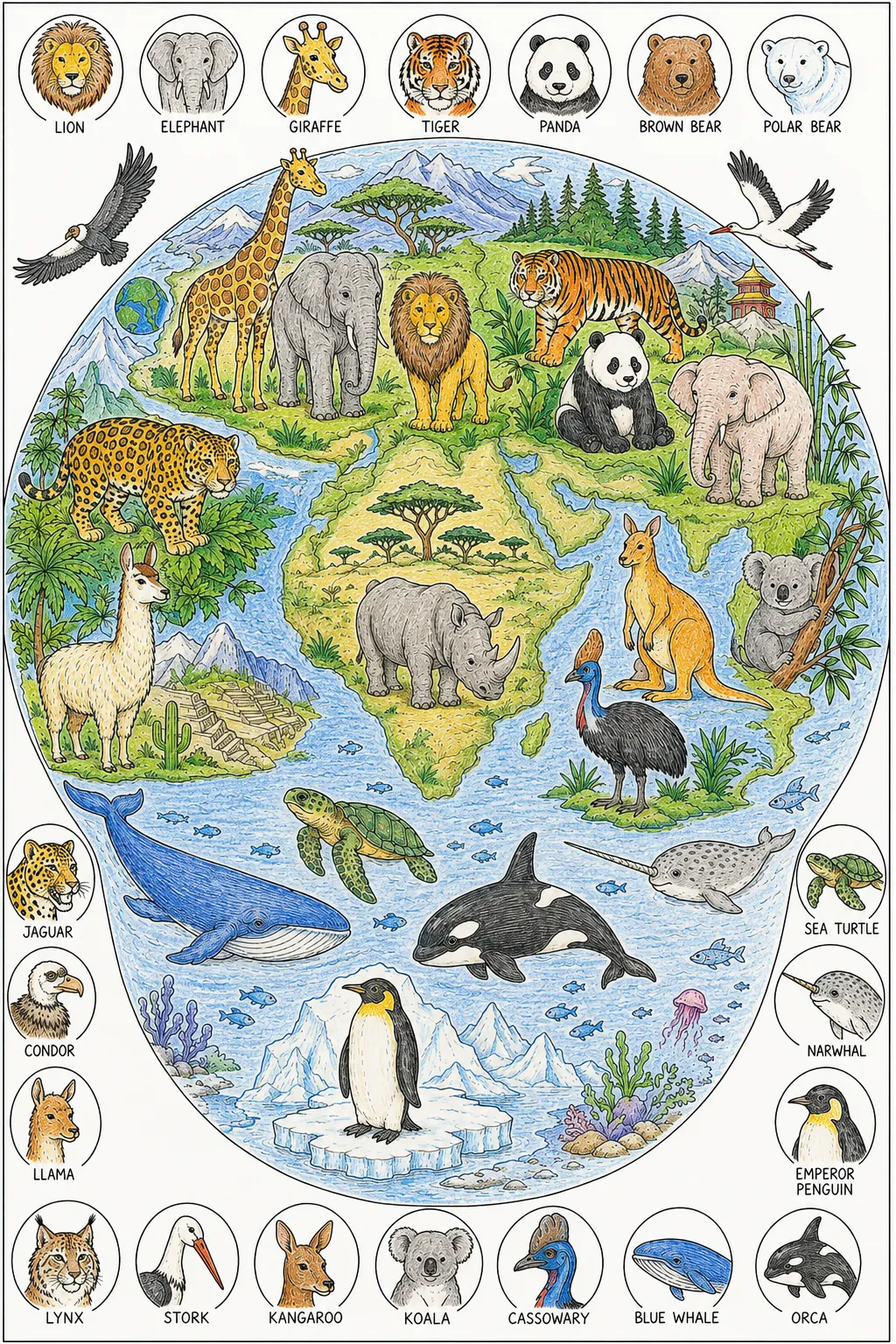 世界生物多样性 — 大型寻找图