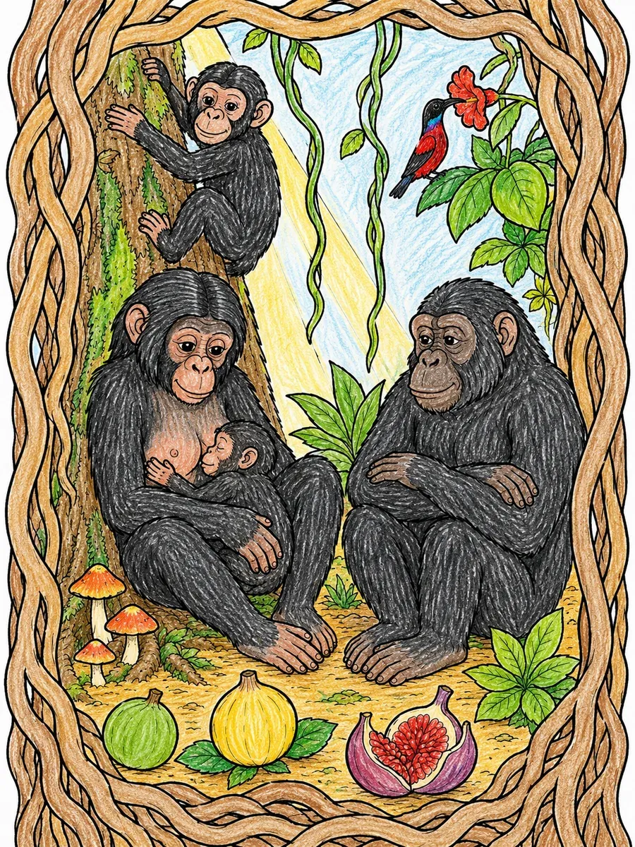 Die Bonobo-Gruppe im Regenwald