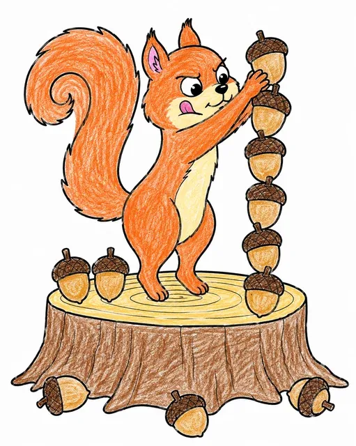 Eichhörnchen stapelt einen Eichelturm – So könnte es aussehen