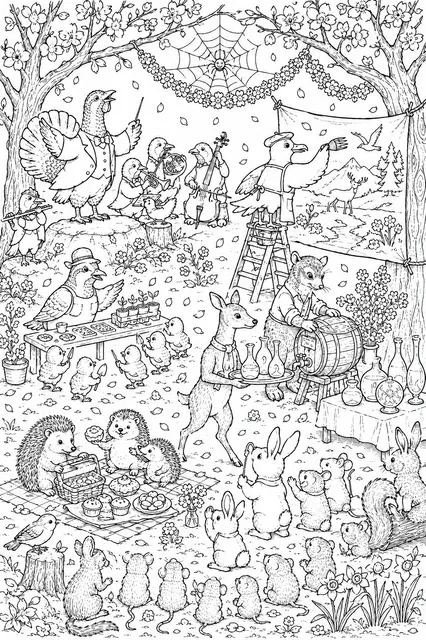 Frühlingsfest im Wald — Wimmelbild