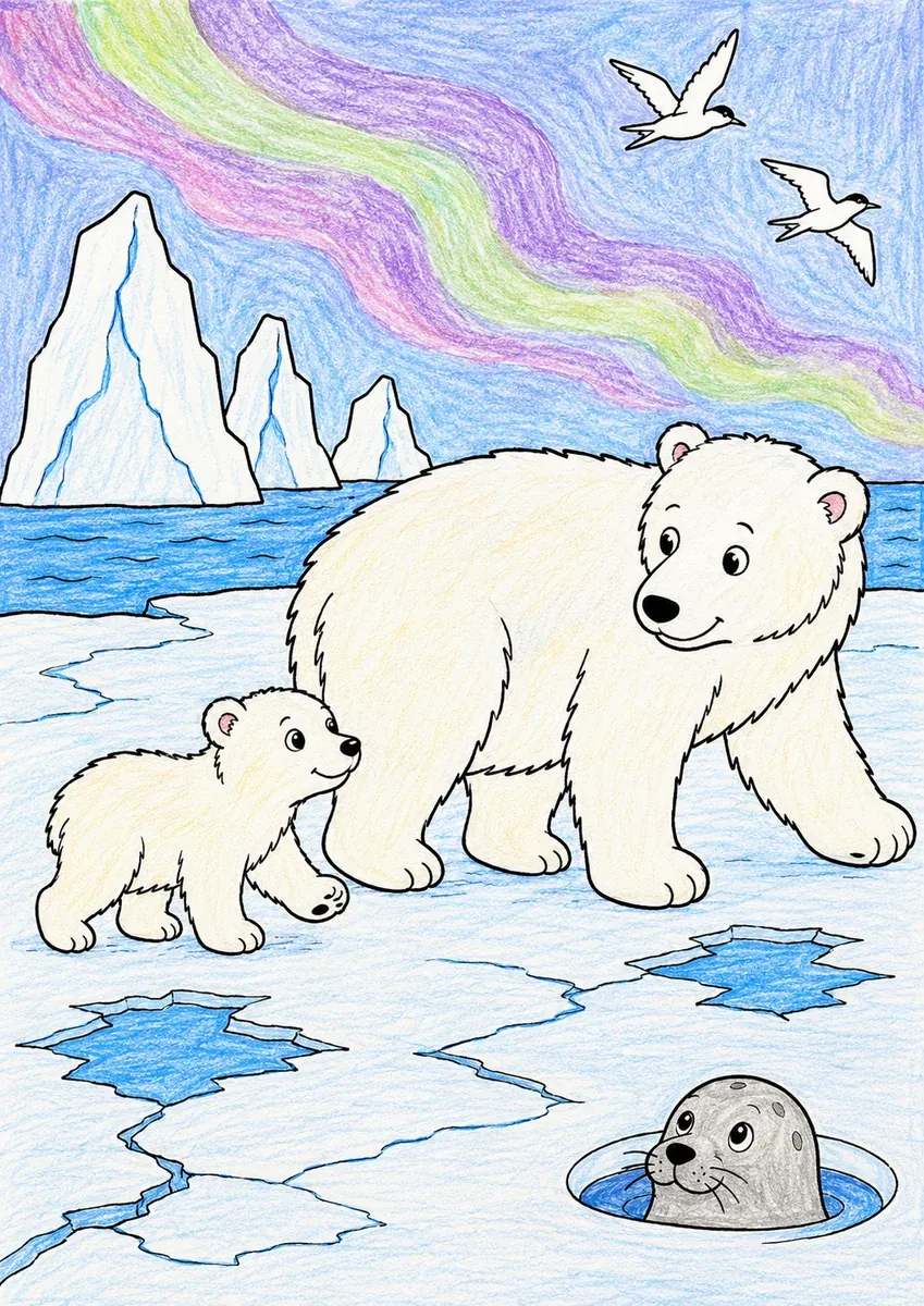 Eisbär-Mutter mit Jungtier