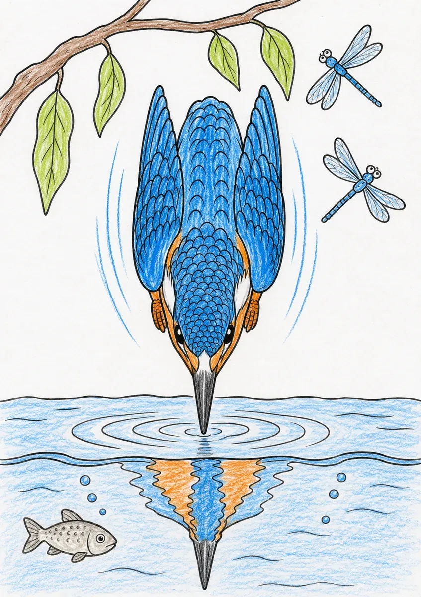 Der Eisvogel beim Tauchen