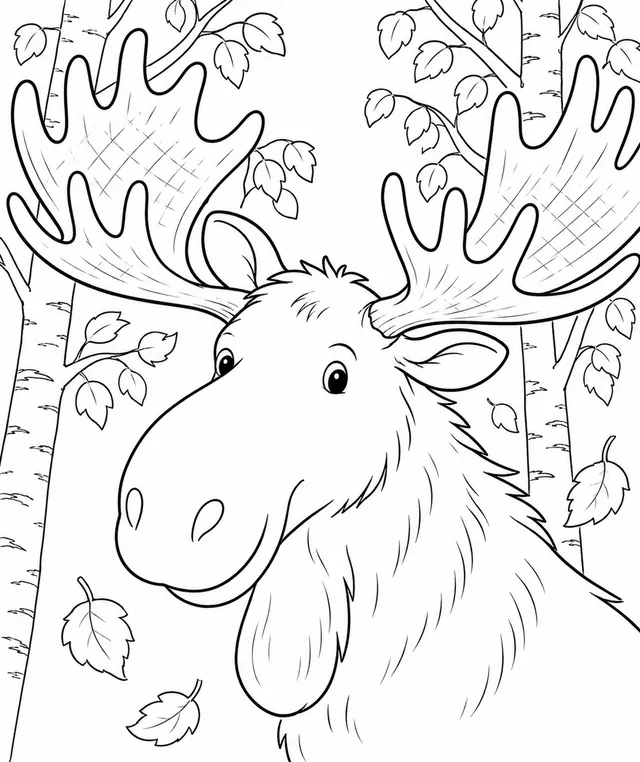 Das Elch-Portrait im Herbstwald