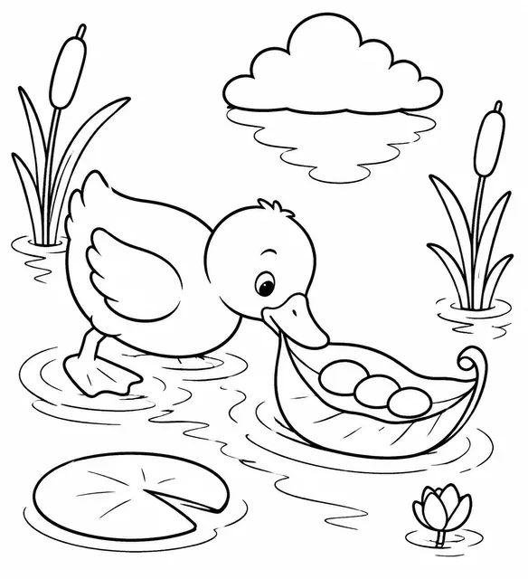 Pato con barco de hoja