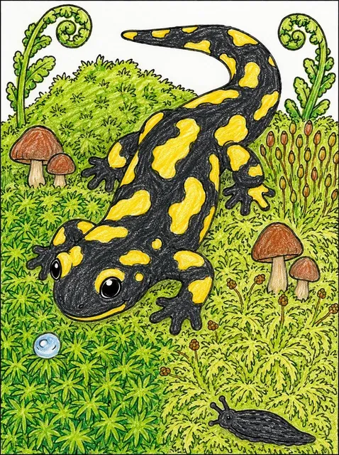 Der Feuersalamander auf dem Moos – So könnte es aussehen