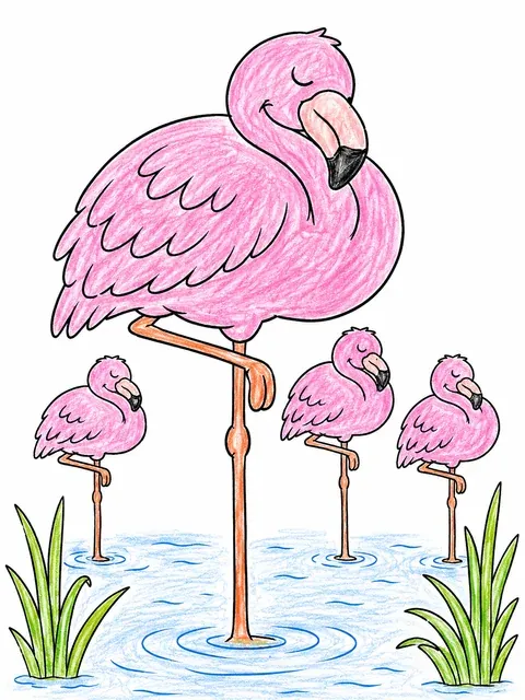 Flamingo Standing on One Leg and Sleeping – This is how it could look