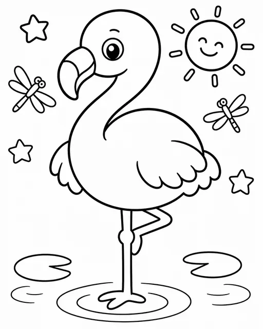 Der Flamingo auf einem Bein