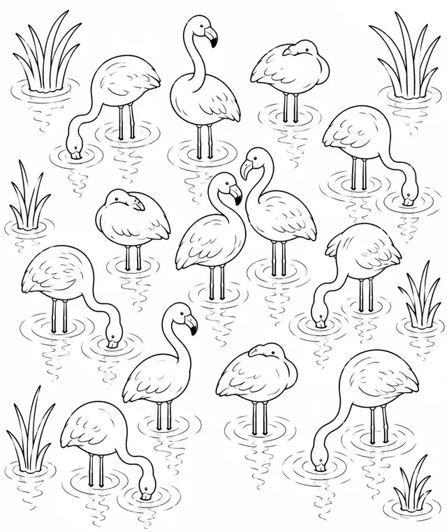 El grupo de flamencos desde arriba
