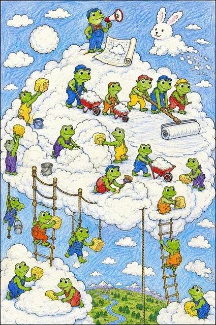 Die Frosch-Wolkenmalerei – So könnte es aussehen