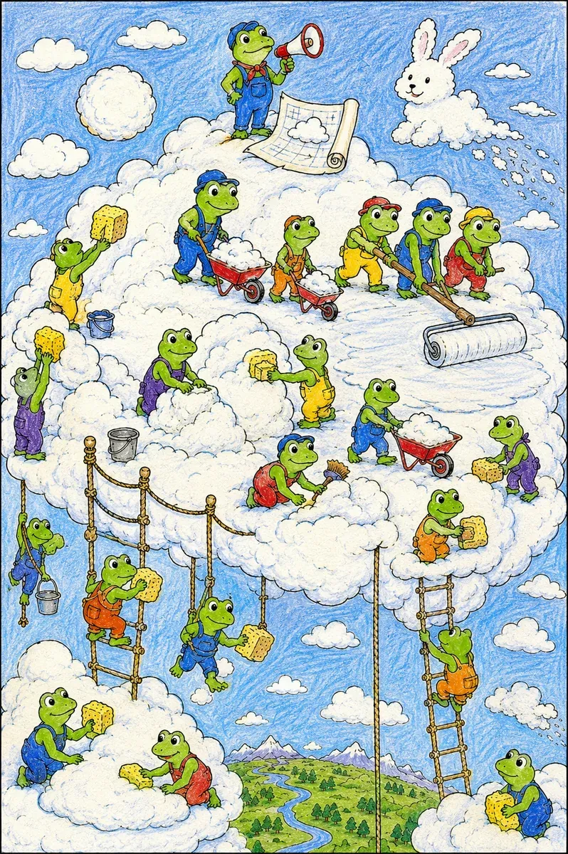 Die Frosch-Wolkenmalerei
