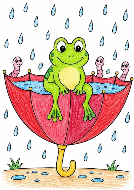 Frosch sitzt auf einem Regenschirm – So könnte es aussehen