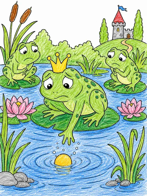 Froschkönig schaut der versinkenden Goldkugel nach – So könnte es aussehen