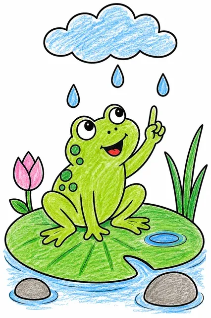 Frosch zählt Regentropfen – So könnte es aussehen