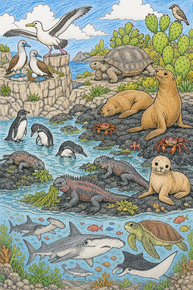 Galapagos-Wimmelbild: Leben auf der Vulkaninsel – So könnte es aussehen