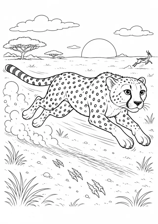 Gepard im Sprint durch das Grasland
