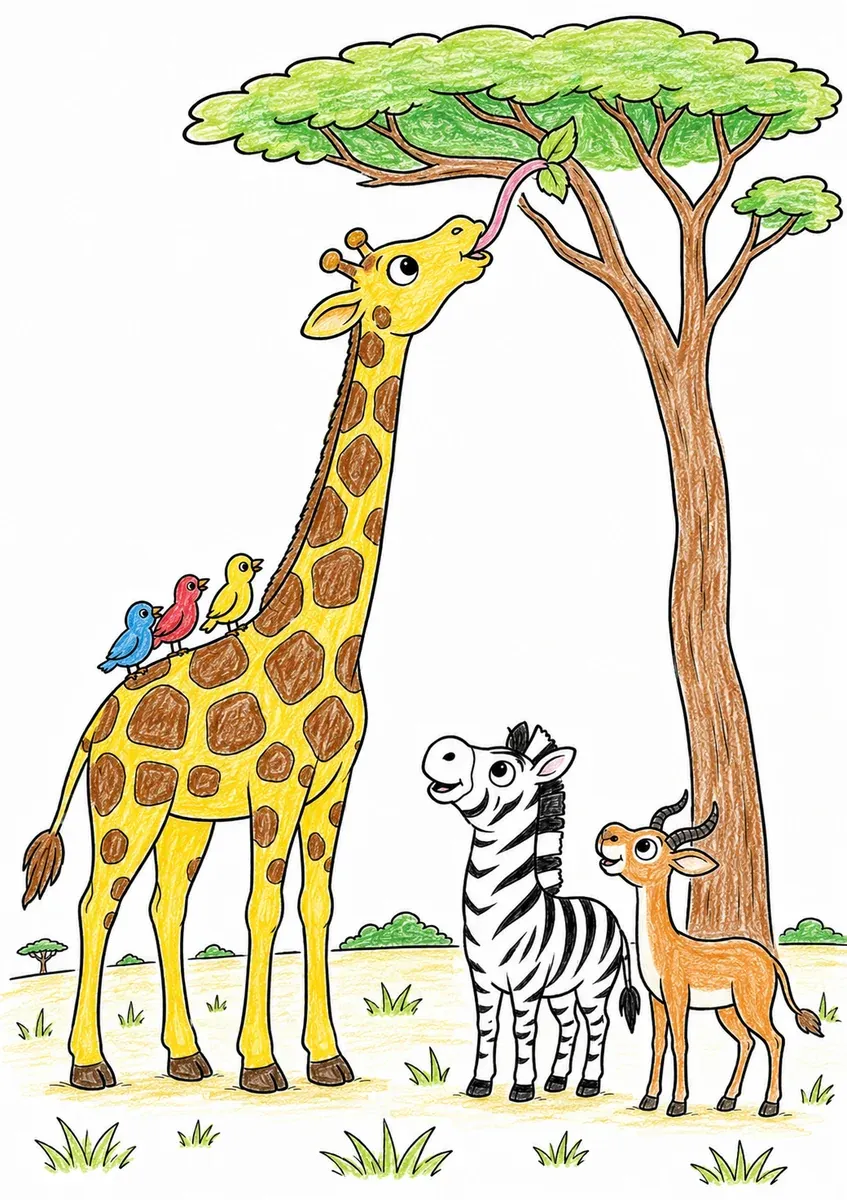 Giraffe frisst vom Baumwipfel