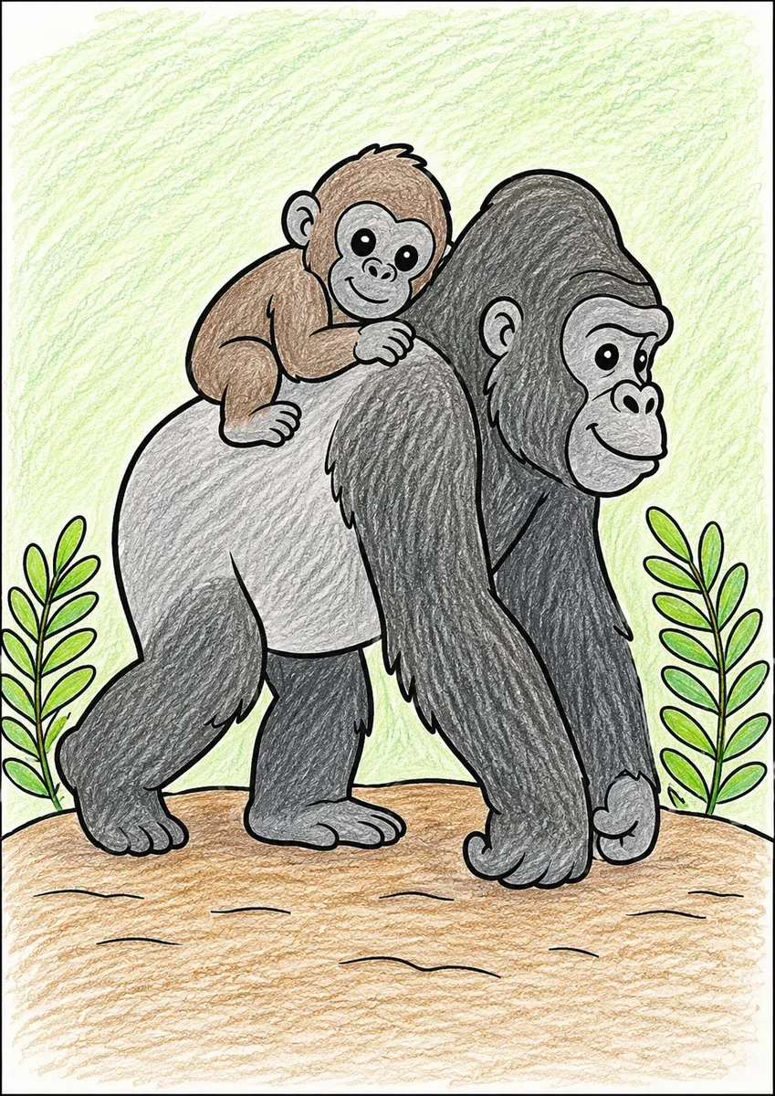 Gorilla-Papa trägt sein Baby